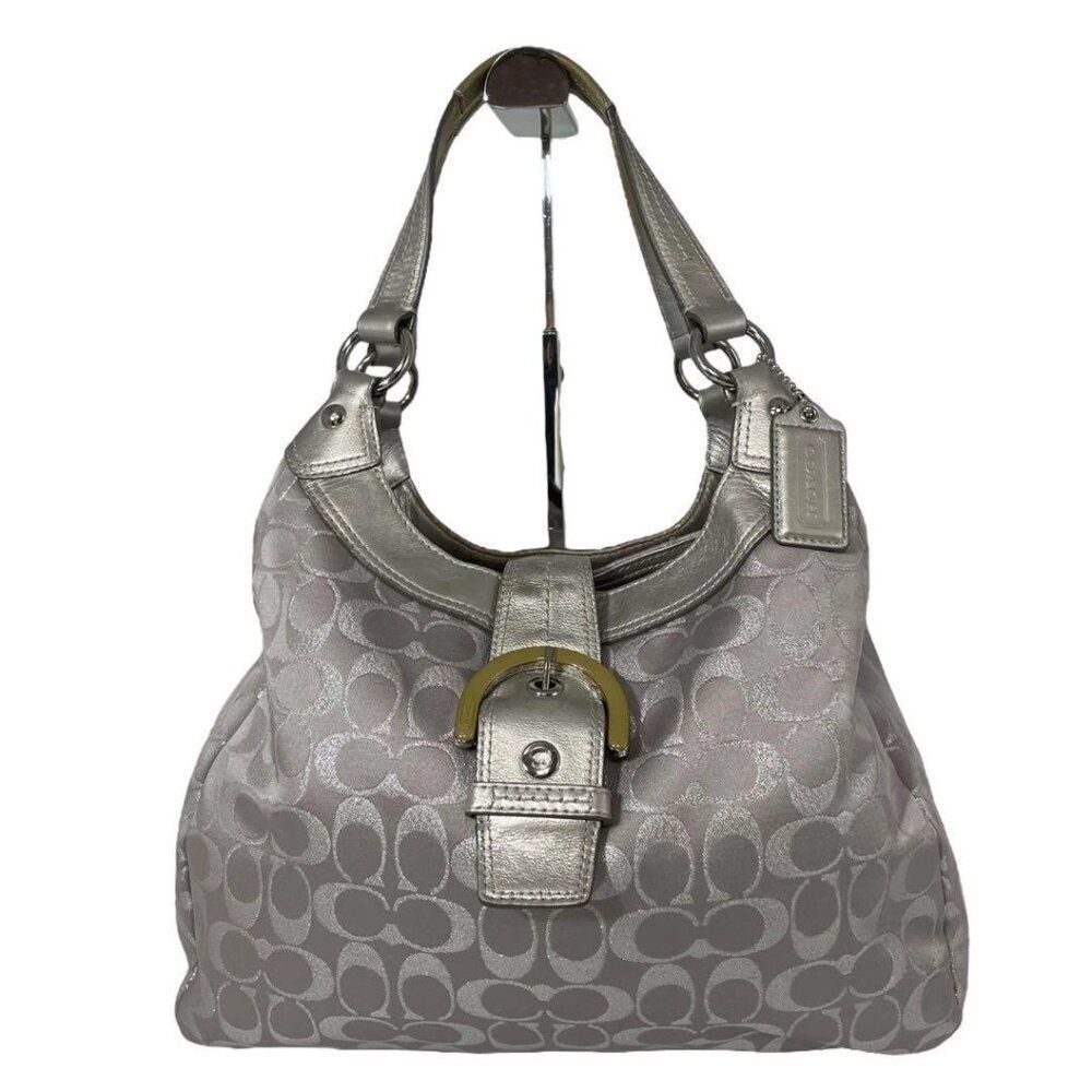 Coach Soho Silver Gray Signature Hobo Bag